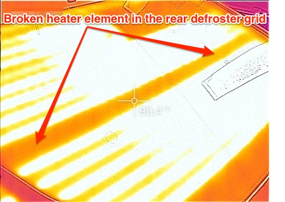 Broken wire in rear defroster