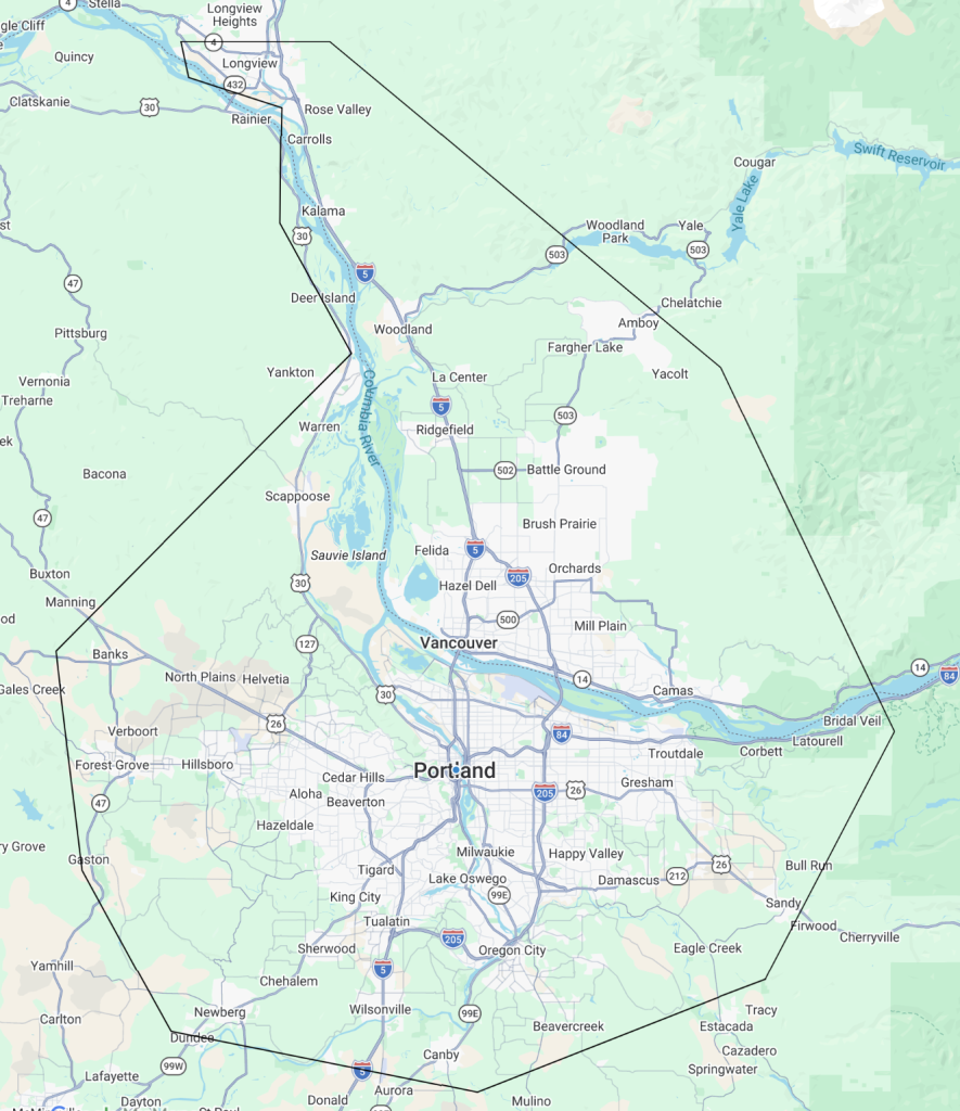 PDXinspections service coverage area map